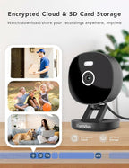 2K Security Camera Wired, Outdoor/Indoor for Home, Pet, Baby, Nanny, IP65 Waterproof Color Night Vision, White Light & Siren, Recording, Motion Detection, Compatible with Alexa,Black-2P