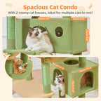 Taoqimiao Cactus Cat Tree, 71 in Extra Large Cat Tower for Inddor Cats | 2 Large Cat Condos, 2 Cute Perches, Metal Frame Cozy Hammock, Durable Scratch Board, 8 Natural Sisal Posts, Basket, MSC026L