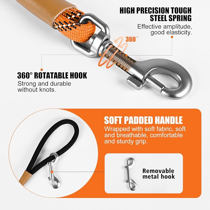 lynxking Long Dog Leash Reflective 15FT 30FT 50FT Check Cord Dog Training Leash Padded Handle Heavy Duty Puppy Rope for Small Medium Large Dog