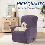Asnomy Stretch Recliner Chair Covers Slipcover with Pockets 1-Piece（Purple） | Velvet Washable Elastic Luxury Plush Reclining Furniture Protector for Dogs Cats or Lazy Boy Recliner Covers
