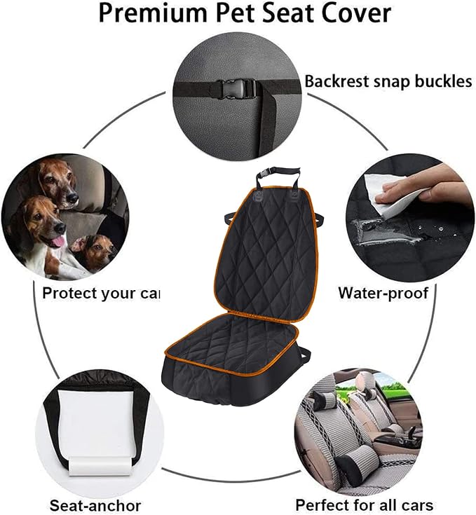 AsFrost Dog Car Seat Cover for Cars SUVs Trucks, Thicked 600D Oxford Heavy Duty Waterproof Front Car Seat Covers for Dogs Durable Nonslip Padded Pet Car Seat Protector with Side Flaps, 2 Pack | Thicked 600D Oxford,Heavy Duty, Waterproof,Durable, Nonsli...