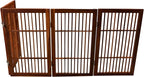 Urnporium Pet Dog Gate Freestanding, Strong Durable Folding Wooden Fence, Portable Acacia Hardwood Safety Barrier for Indoor & Outdoor Use (Brown Pet Gate, 4 Panel 30" Tall)