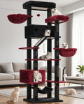 Gitelsnour Tall Cat Tree Tower for for Multiple Cats, Large Condo, GCT031BR | 78.7"(200cm) Multi-level Scratching Post for Indoor Large Adult, 2 Condo, 4 Platforms, 3 Hammock, Sisal Rope, Toys Black