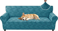 ZNSAYOTX Stretch Couch Covers for 3 Cushion Couch, 1-Piece Sofa Cover Slipcover Pet Friendly, Furniture Protector with Elastic Bottom for Dogs Geometrical Jacquard Fabric (Large, Peacock Blue)