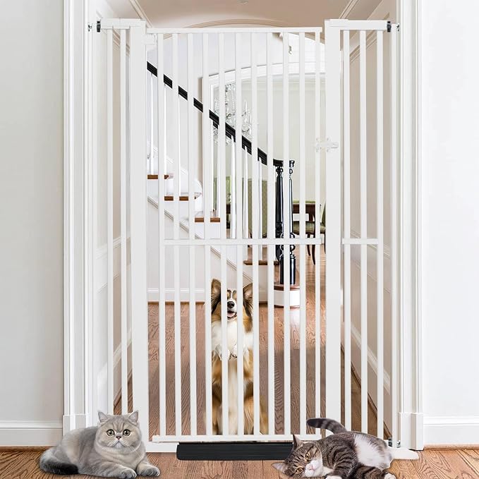 SHYUJAJIE 71 Inch Extra Tall Pet Gate for Cats | 29.92"-43" Adjustable Wide Dog Gates,Pressure Mounted Walk Through Tall Pets Gate for Doorways,Hallway,Stairs,White