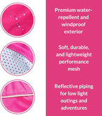 DJANGO Dog Jacket & Raincoat – Lightweight Water-Resistant Coat for Small, Medium & Long Dogs Like Dachshunds – Reflective, Adjustable Fit, Harness-Compatible & Easy-Access Harness Hole - Pink, Large