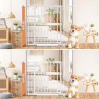 34" Tall Baby Gate No Drilling, Auto Close Dog Gate Indoor, White | for Doorways & Stairs, Pressure Mounted 29"-40" Wide Pet Gate, Easy Walk Through Stair Gate for Baby & Pet Stroller Friendly