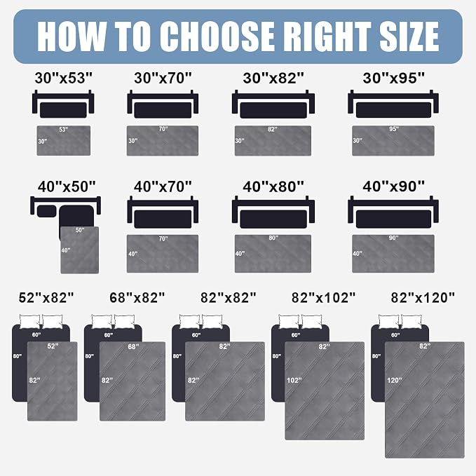 Smiry Waterproof Dog Bed Cover, Reversible Pet Blanket for Sofa Couch | Soft Washable Dog Blanket, Leakproof Couch Cover for Dogs Cats & Furniture Protection, 30x82, Grey/Dark Grey