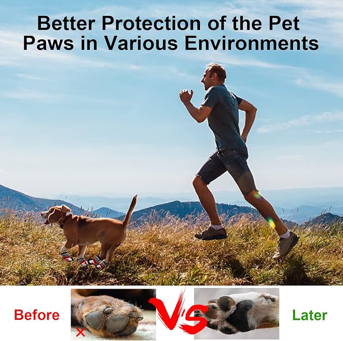 Dog Shoes for Large Dogs Breathble Dog Shoes for Hot Pavement Anti-Slip Dog Boots & Paw Protectors for Summer Hot Pavement Hiking Dog Booties Puppy Outdoor Paw Protectors 4PCS
