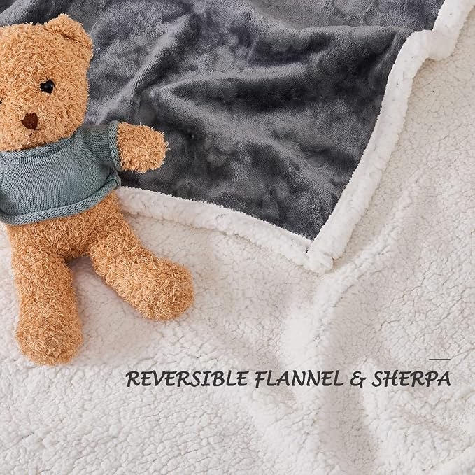 Pet Blankets for Cats - Waterproof Cat Blanket Washable - Sherpa Fleece Puppy Blanket, Soft Plush Reversible Throw Protector for Bed Couch Car Sofa, 25"X30", Dark Grey