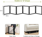 LZRS Extra-Wide Clear Dog Gate for Indoor Use - Transparent Pet Fence with Solid Hardwood and Plastic Board, Stylish & Durable freestanding Pet Gate for Doorways, Stairs and Hallways-6 Panel Black