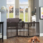 unipaws 24”H Free Standing Pet Gate for Dog Cat, 60”Wide Wooden Dog Gates | Foldable Pet Fence for Doorway, Stairs, Step, Expandable Doggy Barrier, Indoor Use