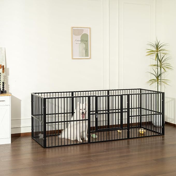 Dog Playpen 32" Height – Heavy Duty, Foldable | 25mm Steel Tubes, 40.8 lbs sturdy frame, rubber non-slip feet, indoor outdoor, Small Medium Dogs