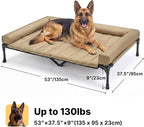 Veehoo Outdoor Elevated Dog Bed with Waterproof Bolster Cushion, Cooling | Raised Dog Bed with Removable & Washable Mat Topper, Breathable Mesh, Dog Couch Cot for Indoor Outdoor, 53", Large, Beige