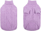 Queenmore Small Dog Pullover Sweater, Cold Weather Cable Knitwear, Classic Turtleneck Thick Warm Clothes for Chihuahua, Bulldog, Dachshund, Pug (Lilac, X-Small)