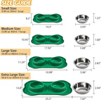 Hubulk Pet Dog Bowls 2 Stainless Steel Dog Bowl with No Spill Non-Skid Silicone Mat + Pet Food Scoop Water and Food Feeder Bowls for Feeding Small Medium Large Dogs Cats Puppies (Large, Hunter Green)