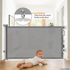 2Pack Retractable Baby Gates for Stair, 58" Extra Wide Mesh Dog Gate | Child Gate for Toddler Pet, Indoor and Outdoor Use, Easy Install, 34" Height, Gray