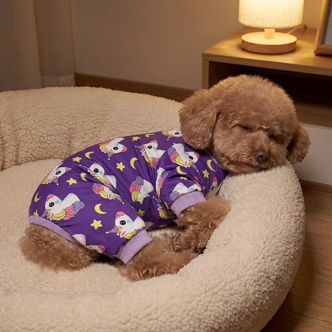 XPUDAC 4 Pieces Dog Pajamas for Small Dogs Pjs Clothes Puppy Onesies Outfits for Doggie Christmas Shirts Sleeper for Pet