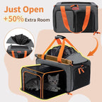 Cat Pet Dog Carrier Soft Sided Airline Approved, Large Foldable Travel Cat Bag for Kittens & Puppies Up to 15 Lbs, Top Loading Mesh, Expandable Breathable Comfort for Transport Scenarios