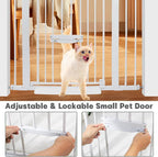 SHYUJAJIE 37 Inch Tall Baby Gate with Small Cat Door | Adjustable 29.55"-40.55 "Wide,Auto Close Dog Gate Easy Walk Thru Pet Gate for Stairs, Doorway, House, Pressure Mounted
