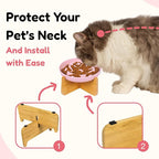 Slow Feeder Cat Bowl with Stand, Melamine Elevated Cat Food Bowl, Whisker Friendly Raised Puzzle Feeder for Cats & Small Dogs, Wet & Dry Food, Dishwasher Safe, Non-Slip (Pink)