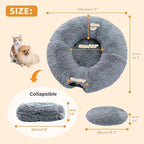 PAWZ Road Cat Tunnel Bed,Collapsible Cat Donut Tunnel with Soft Mat & Balls | 2 tunnels + soft mat form circle, with peephole & dangling balls. Plush, collapsible, Stores Easy. For small & large cats