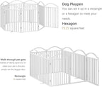 BHG Metal No-Assembly Freestanding Dog Gate with Door Walk Through, Extra Wide 96", Extra Tall 32" Pet Gate, Accordion Puppy Folding Playpen Dog Fence, with 4PCS Support (White, 8 Panels)