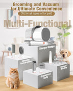 Sharper Image Professional Pet Grooming Vacuum Kit, 5-in-1 Dog Grooming Clippers with Low Noise Trimmer, 2.5L Large Dust Cup, 3 Suction Modes & 5 Grooming Tools for Dogs, Cats and Small Pets | 3 suction modes, 11000Pa, 5 tools, 59dB, 17.3x13.4x7.5in, f...