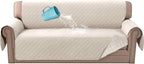 H.VERSAILTEX Sofa Covers for 3 Cushion Couch, Dog Couch Protector, Furniture Covers for Pets, 100% Waterproof Cover with Non-Skid Backing & Elastic Straps(Sofa, Coconut Milk)
