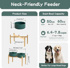 Havniva Dog Bowls Elevated, Ceramic Dog Food and Water Bowl Set | 8.3” Raised Dog Food Bowl, Elevated Dog Bowls with Bamboo Stand, Non-Slip Dog Water Bowl for Large Dog, Large Capacity