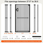 Jekriuet 57" Extra Tall Pet Gate, 27.5"-38.5" Wide, Black | Dog Cat Gate for Doorways Hallways Stairs,Pressure Mounted 1.18" Ultra Narrow Gap No Drilling One-Handed Auto-Close