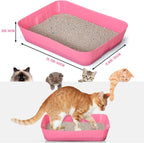 Bokon 25 Count Disposable Litter Box for Cat, Large Disposable Litter Tray for Travel Home Durable Portable Plastic Kitty Litters Boxes Leak-Resistant Easy-Grip Rim, 15.7 x 11.8 x 3 Inches(Pink)