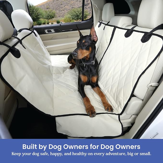 4Knines Dog Hammock – Rear Seat Cover for 60/40 Split Bench w/Armrest (Tan, Regular)