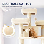 Allewie 82 Inches Large Cat Tree/House/XXL Tall Cat Towers for Big Feline/Scratching Post/Multi-Level Large Kitty Climbing Tree with Condo/Beige