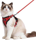 rabbitgoo Cat Harness and Leash Set, Escape Proof Vest, Red | Soft Breathable Mesh, Easy Adjustable Fit, Snap Buckles, Sturdy Clip, Reflective Strips, for Medium to Large Cats Walks, M