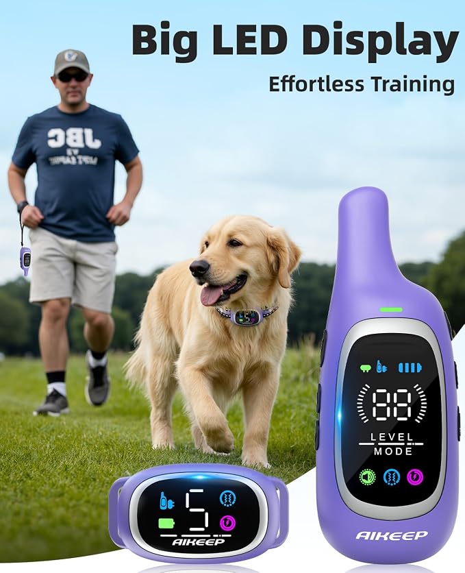 2-in-1 Dog Shock Collar and Bark Collar for Dogs – 3300FT Dog Training Collar with Remote, IP67 Waterproof e Collar with Anti-Bark/Beep/Vibration/Shock Modes for Small Medium Large Dog(8-120Lbs)