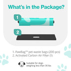 PawPail Scented Dog Poop Bags Refill with Carbon Filter - 1 Roll of 200 Standard Size Dog Waste Bags with Poop Filter - Mild Floral Scent, Leakproof, & Durable - For Pet Waste Station
