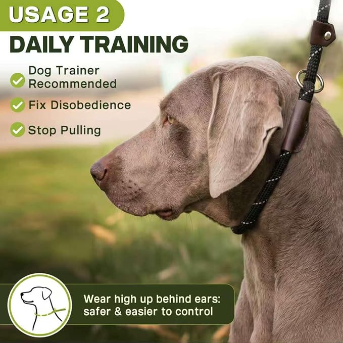 Fida Slip Leads for Dogs, 4 FT x 1/2" Dog Leash Heavy Duty Comfortable Strong Rope Lead for Large, Medium Dogs, No Pull Pet Training Leash with Highly Reflective, Black