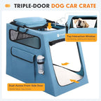 Snagle Paw Portable Dog Crate for Car Travel, Collapsible Large Dog Travel Crate with Metal Frame & 3-Door Mesh Windows, Secures in Trunk/Backseat, Soft-Sided Kennel Carrier for Medium Large Dogs-XL