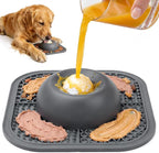 Slow Feeder Dog Bowls & Lick Mat for Liquid and Thick Treat, Anti-Slip Dog Lick Bowl with Interactive Rolling Ball, 5/6 Cup Pup Licking Toy for Large Medium Small Dogs and Cats-Large Gray