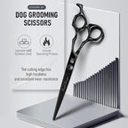 Purple Dragon Dog Grooming Scissors Set - Thinning, Straight, Up & Down | Stainless Steel, 7 Inch Black Shears, with Adjustable Screw, for Dogs and Cats