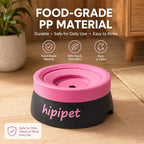 Dog Water Bowl No Spill with Floating Disk,Floating Pet Water Bowl for Dogs and Cats, for Travel and Home (Black+Pink(600ml))