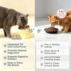 Ceramic Raised Cat Bowls, Elevated Cat Bowls with Food Mat | Anti-Vomiting & Spine Protection, Cheese-shaped, Whisker Friendly Pet Bowl, Dishwasher and Microwave Safe