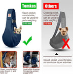 Tomkas Small Dog Sling Carrier - Zipper Pocket & Adjustable Strap - for 3-10 lbs Pets(Dark Blue)
