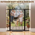 Mumeasy 36" Extra Tall Dog Gate,29.7"-40.5" Baby Gate for Stairs & Doorways | Pressure Mounted Toddler & Pet Safety Gate, Double Lock, Auto Close Walk Thru Door for Kitchen, House, Indoor, Outdoor, Black