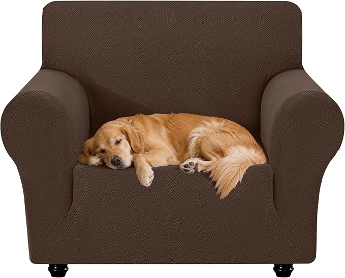 XINEAGE Stretch Armchair Slipcover, Non-Slip Pet Couch Cover,Light Coffee | Washable Furniture Protector, Elastic Bottom, Dogs & Cats Friendly, Scratch-resistant, Fast Setup, High Elasticity