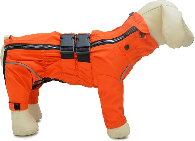 Lovelonglong Waterproof Dog Raincoat – 4-Leg Full Body Dog Rain Suit with Reflective Strips & Leash Opening, Outdoor Dog Jacket for Rainy Weather