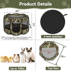 Siedihit Playpen for Small Dog Cat, Dogs Tent Crate Cage Indoor | Outdoor, Portable Pop Up Dog Kennel with Carrying Bag for Rabbits (Green Camo, Small)