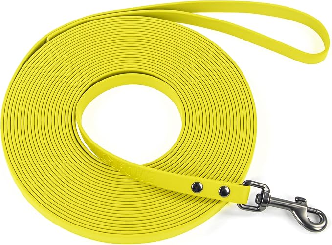 Wolfone Waterproof Dog Leash 50FT Long Line Recall Training Lead | 50FT Dog Leash Durable PVC coated long line with easy clean surface strong nylon core for recall training and outdoor use