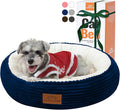Zerbuger 23in Round Cat Dog Bed for Large Medium Small Dogs Cats, Machine Washable Sleeping Sofa, Non-Slip Bottom Breathable Soft Calming Pet Cuddler for Indoor/Outdoor/Car/Cage, Navy Blue